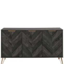 Türen-Kommode in Holzoptik Black Wash - Salivi V