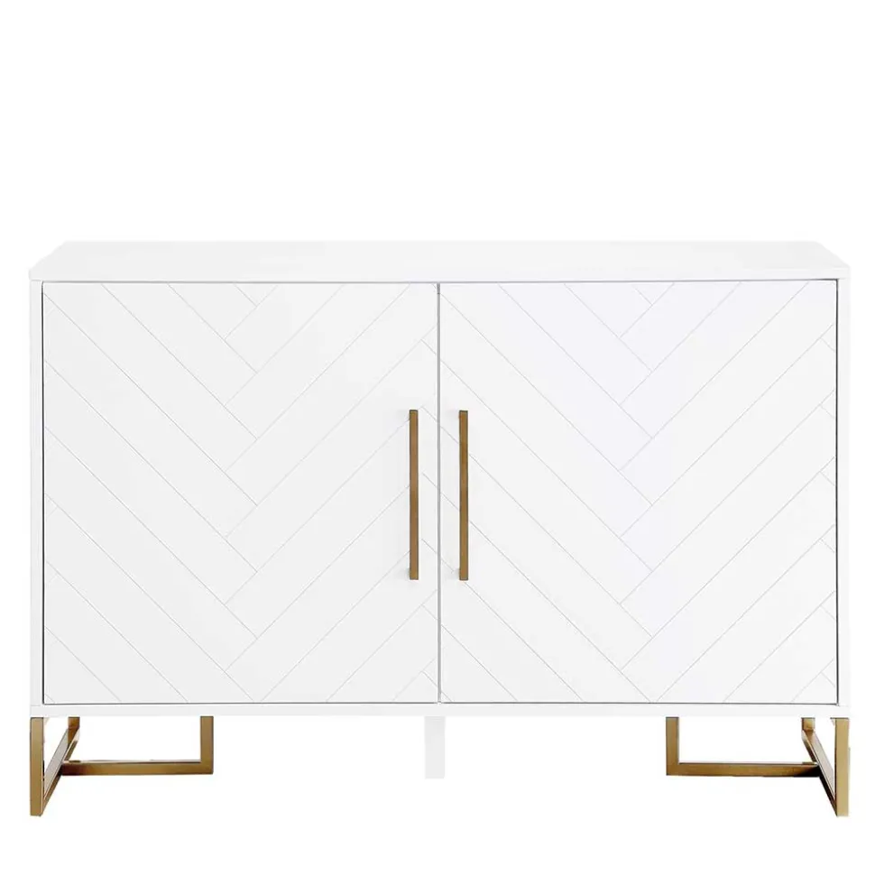 Türen-Kommode in Weiß und Gold - Nigava