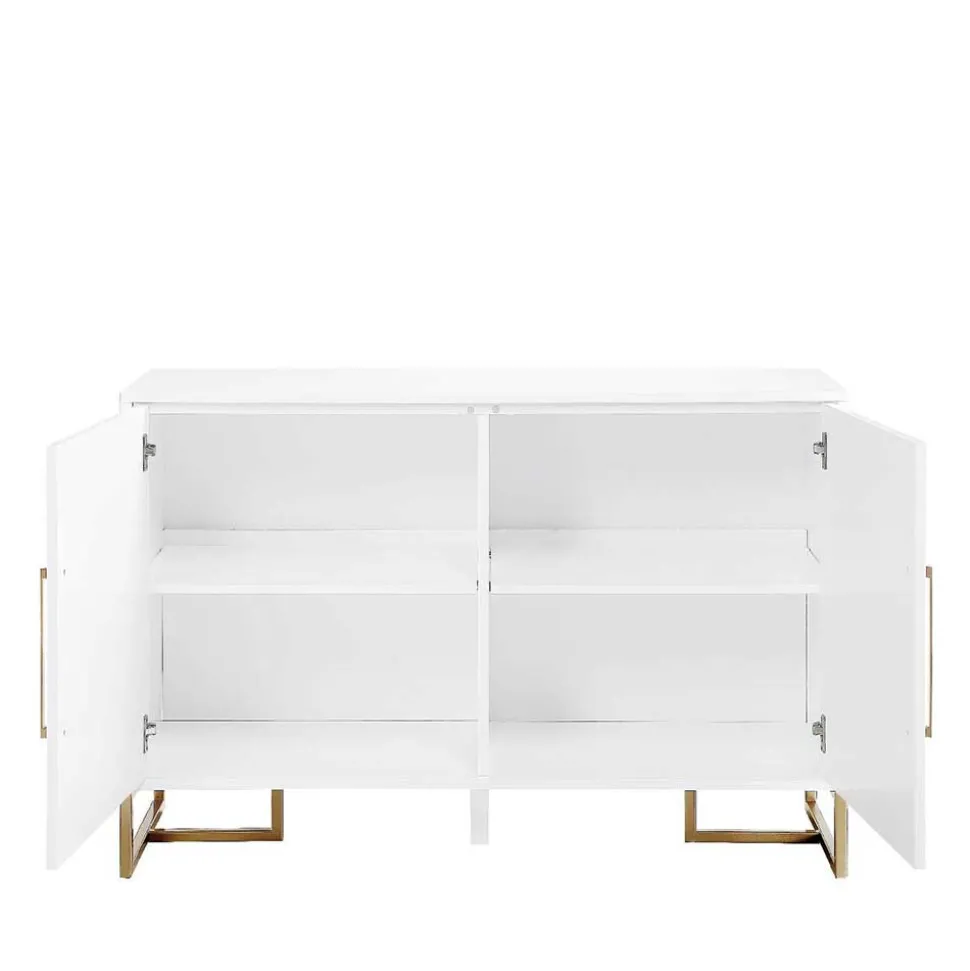 Türen-Kommode in Weiß und Gold - Nigava