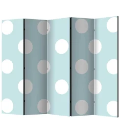 Trennwand Paravent in Hellblau mit weißen Punkten - Atlantis