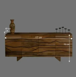 Türen-Sideboard mit toller Rillendesign Front Kentura aus Mango Massivholz