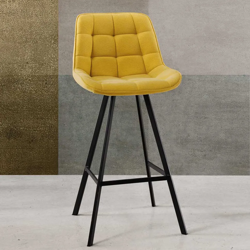 Tresenstühle in Gelb Stoff - Gonron (2er Set)