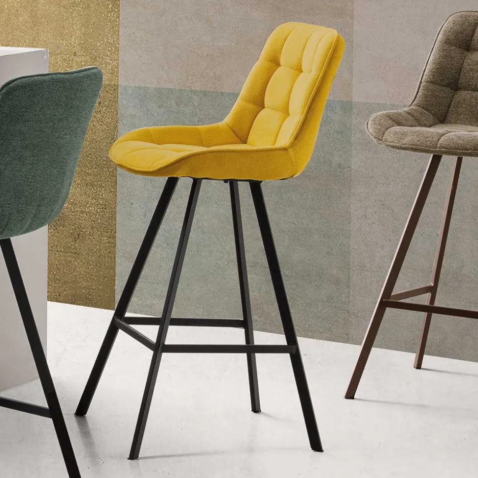 Tresenstühle in Gelb Stoff - Gonron (2er Set)