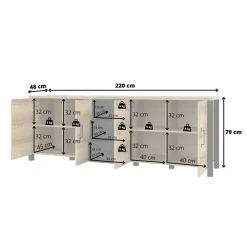 4-türige Anrichte mit drei Schubladen - Simeona