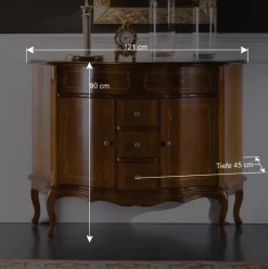 2-türige Barock Kommode Dentro mit 4 Schubladen