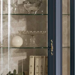 1-türige Barock Vitrine in Dunkelblau & Gold - Otaligo