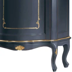 1-türige Barock Vitrine in Dunkelblau & Gold - Otaligo