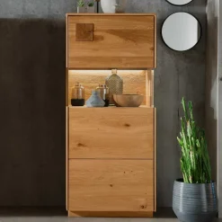 1-türige Highboard Vitrine aus Wildeiche - Millena