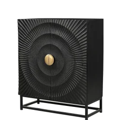 2-türige Kommode in Schwarz mit Gold - Oglio