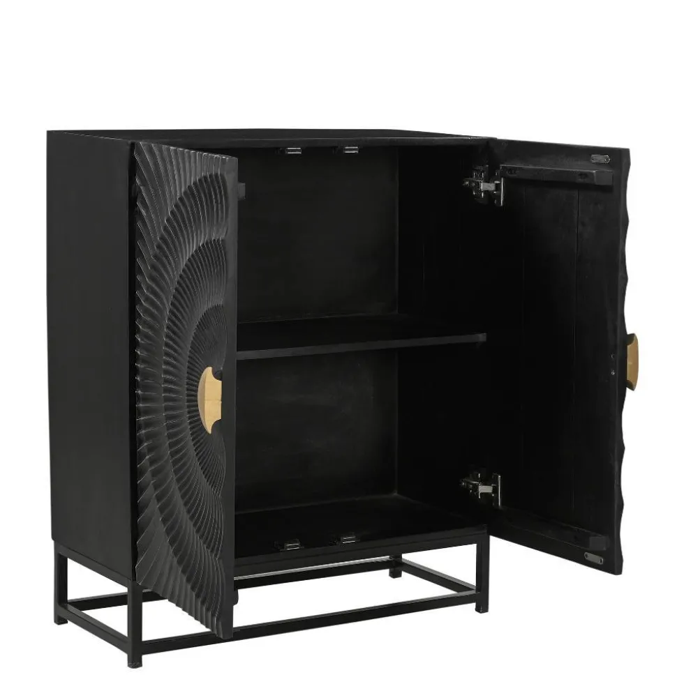 2-türige Kommode in Schwarz mit Gold - Oglio