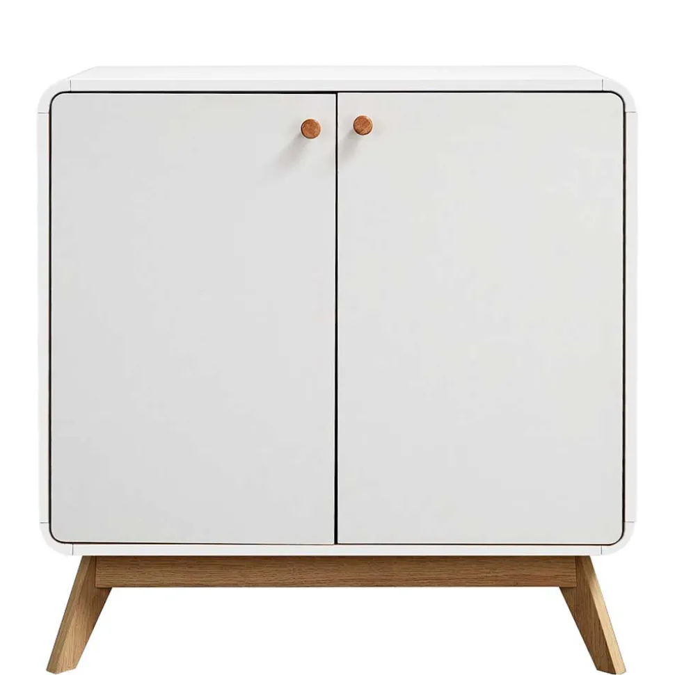 2-türige Kommode in Weiß mit Eiche - Kolreva