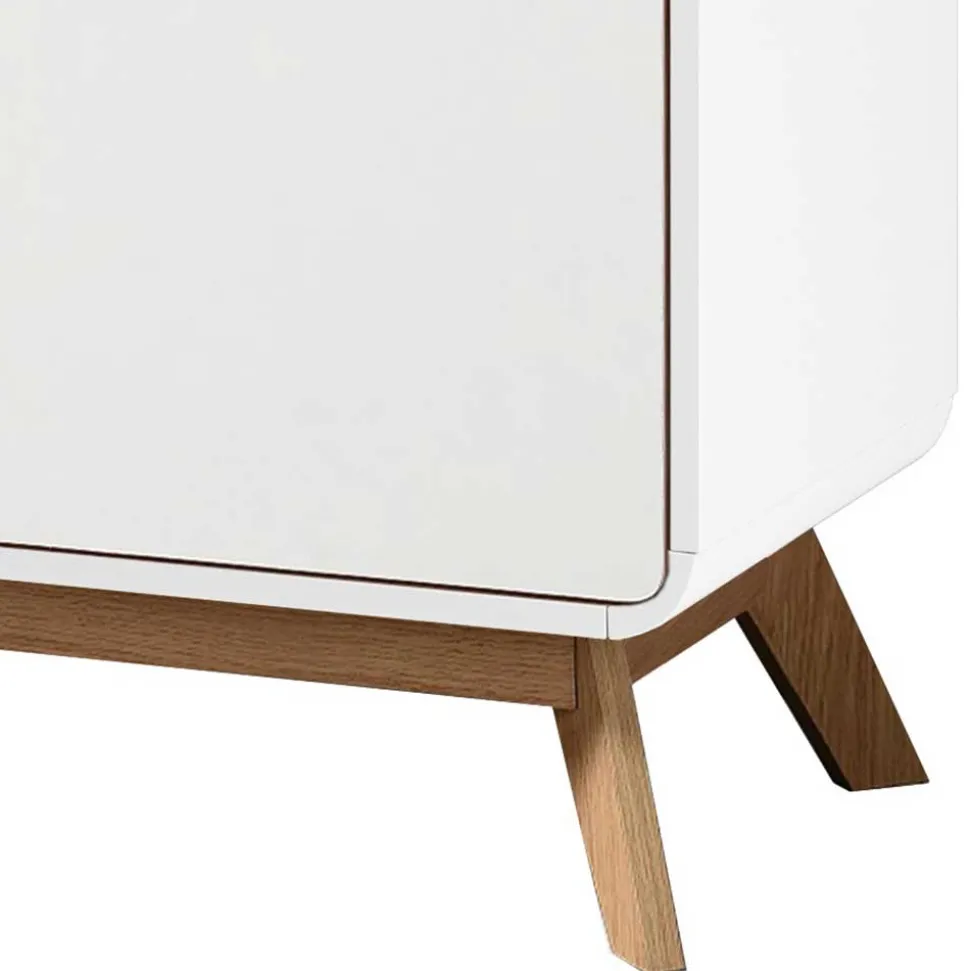 2-türige Kommode in Weiß mit Eiche - Kolreva