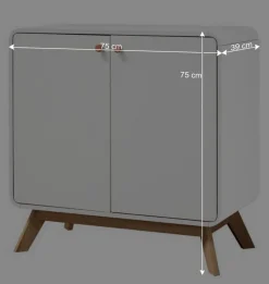 2-türige Kommode in Weiß mit Eiche - Kolreva