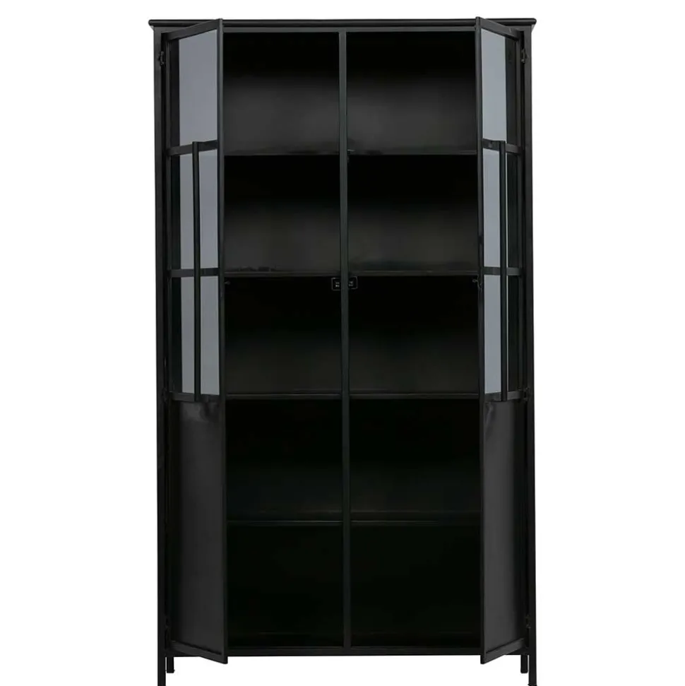 2-türige Metall Vitrine in Schwarz - Ponnya