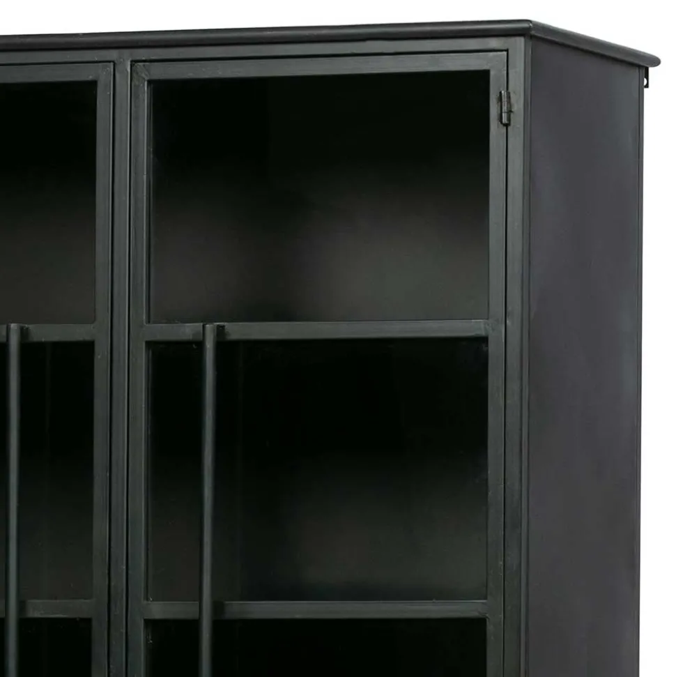 2-türige Metall Vitrine in Schwarz - Ponnya