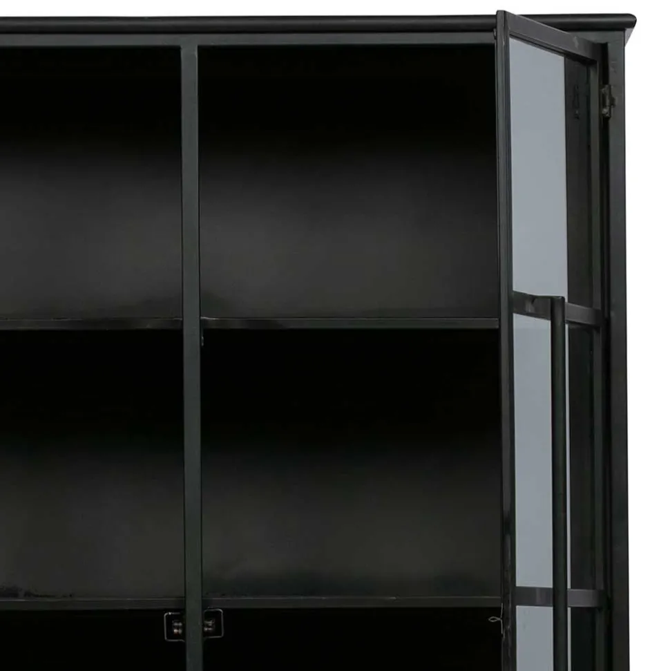 2-türige Metall Vitrine in Schwarz - Ponnya