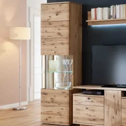 1-türige Schrank Vitrine aus Massivholz - Crokas