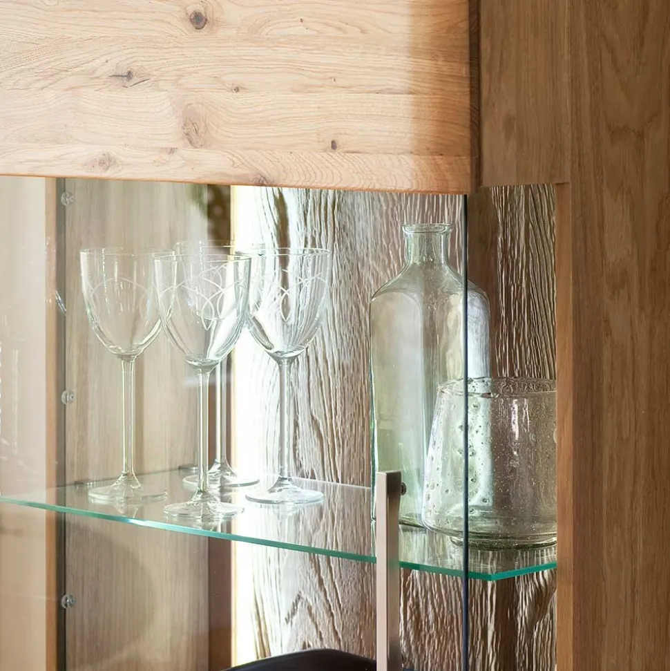 1-türige Schrank Vitrine aus Massivholz - Crokas