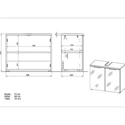 2-türige Waschkommode in Weiß & Eiche - Etosia