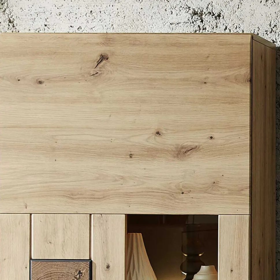 1-türige Wohnzimmervitrine in Wildeiche Holzoptik - Iniaco