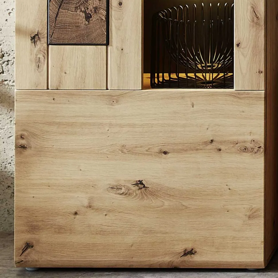 1-türige Wohnzimmervitrine in Wildeiche Holzoptik - Iniaco