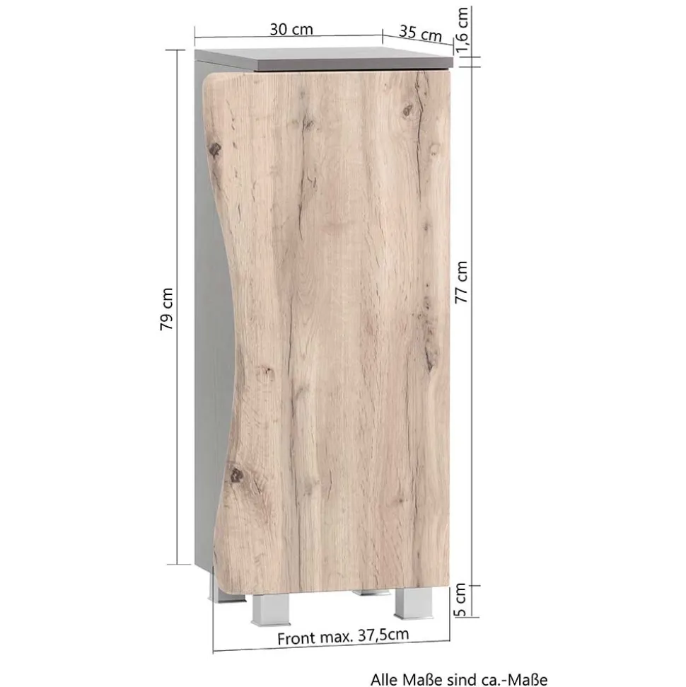 1-türiger Badschrank mit Naturkante Dekor - Breznia