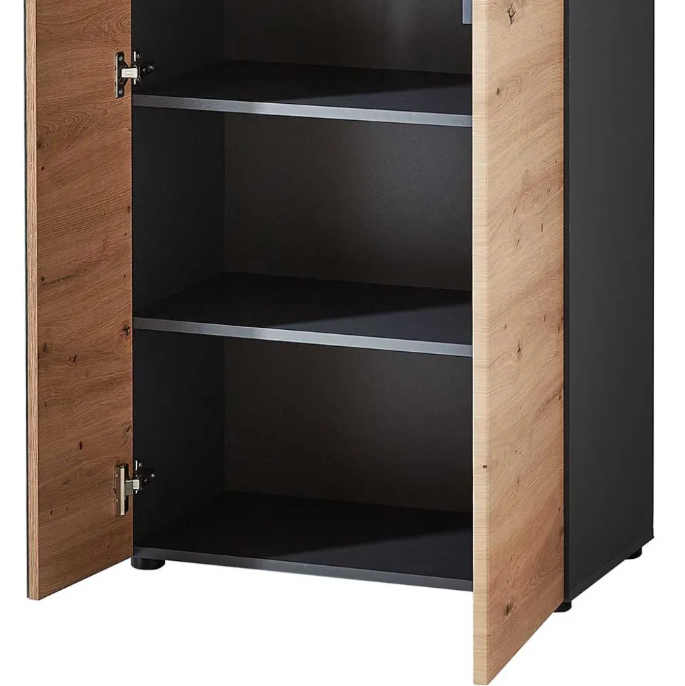 2-türiger Dielenschrank mit Spiegel & Wildeiche Dekor - Kuetra