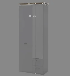 2-türiger Dielenschrank mit Spiegel - Nusenia