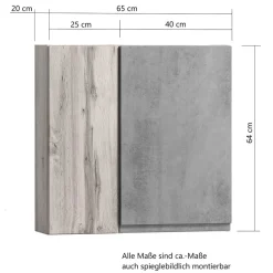 2-türiger Hängeschrank fürs Bad 65x64x20 cm - Jambi