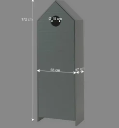 1-türiger Kinderschrank in Hausform 58x172x37 - Indefiva