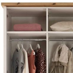 3-türiger Kleiderschrank in Weiß & Eiche Dekor - Malvissa