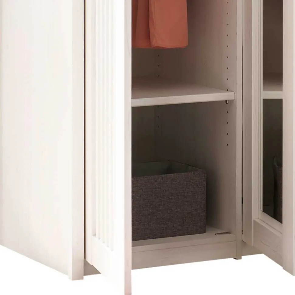 3-türiger Kleiderschrank in Weiß & Eiche Dekor - Malvissa