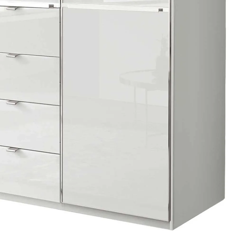 3-türiger Kleiderschrank in Weiß Glasfront - Rocca