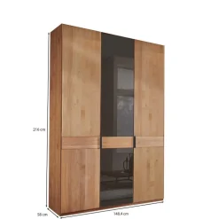3-türiger Kleiderschrank in Erle teilmassiv - Hung