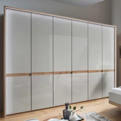 6-türiger Kleiderschrank in Beige Glas - Crascanu