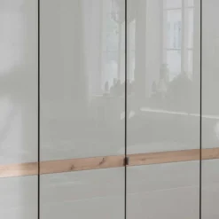 6-türiger Kleiderschrank in Beige Glas - Crascanu