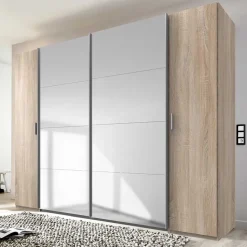 4-türiger Kleiderschrank mit Spiegel Schwebetüren - Metrona