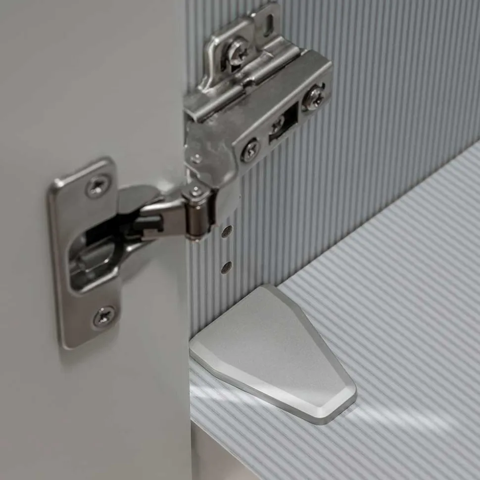 4-türiger Kombi-Kleiderschrank in Hellgrau Glas - Korcula