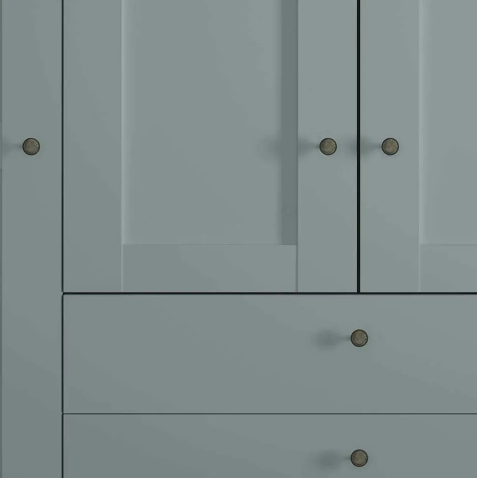 4-türiger Kombi-Kleiderschrank in Graugrün - Rajavo