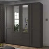 4-türiger Kombi-Schlafzimmerschrank in Dunkelgrau - Mataram