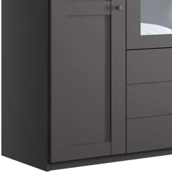 4-türiger Kombi-Schlafzimmerschrank in Dunkelgrau - Mataram