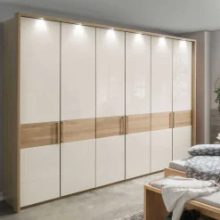 6-türiger Schlafraum Kleiderschrank in Glas Beige - Emdsiva I