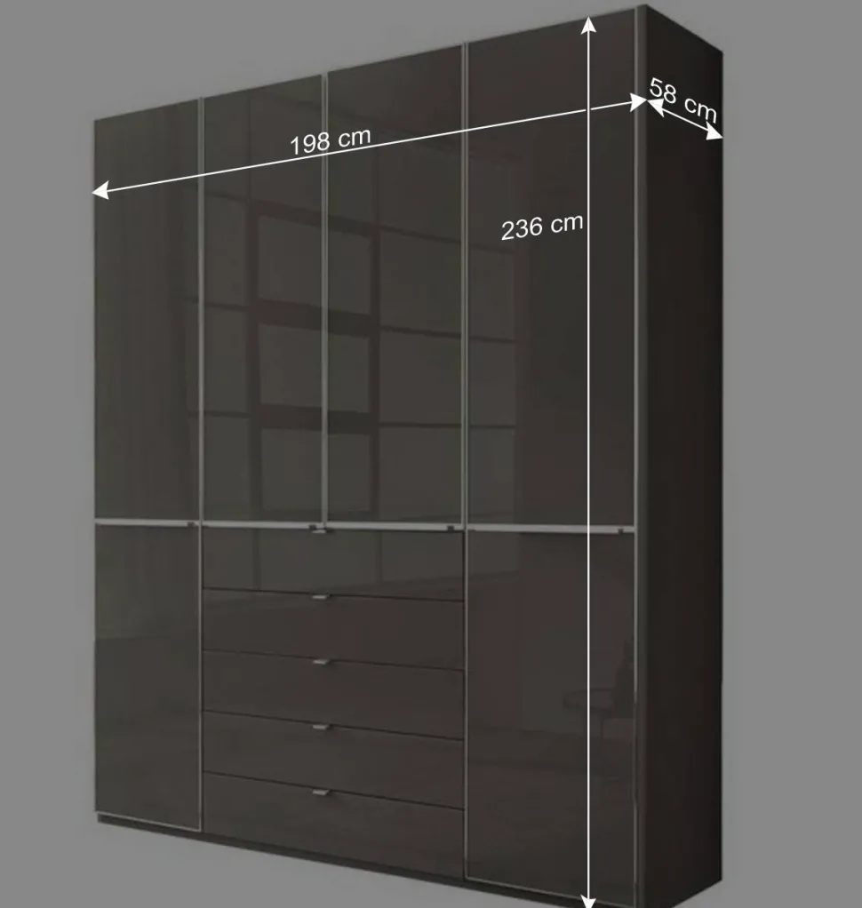 4-türiger Schlafzimmerschrank in Braun - Madita