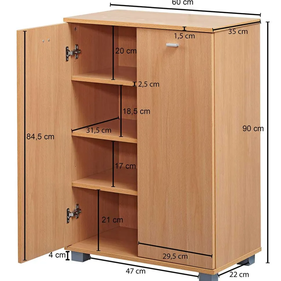 2-türiger Schuhschrank in Buche Dekor - Sagemini