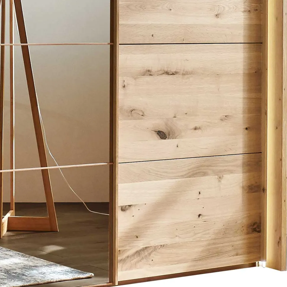 4-türiger Schwebetürenschrank in Eiche Bianco - Brownie