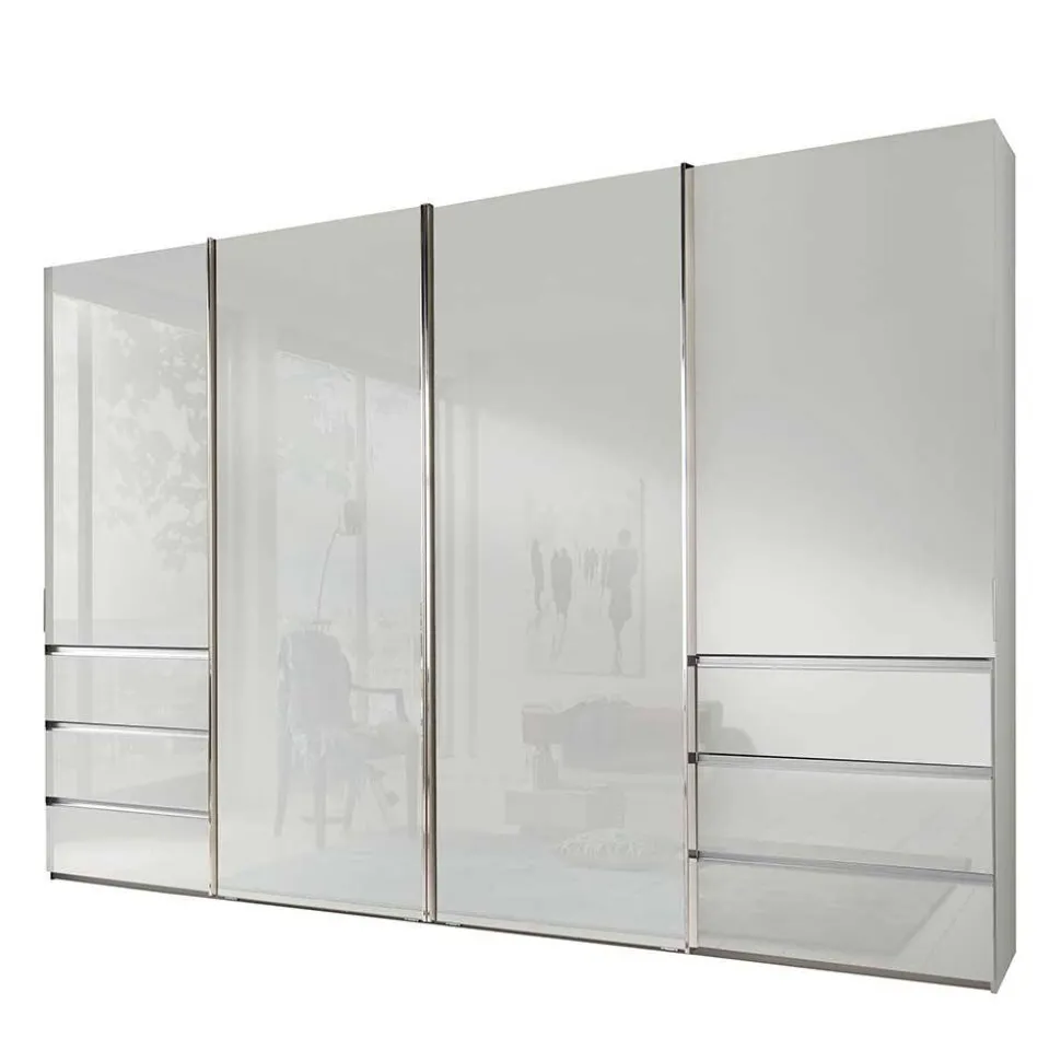 4-türiger Schwebetürenschrank in Weiß - Highlamp