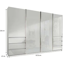 4-türiger Schwebetürenschrank in Weiß - Highlamp