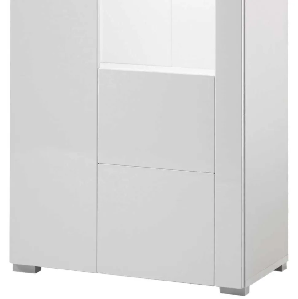 1-türiger Vitrinenschrank in Weiß Hochglanz - Timmona