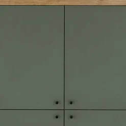 4-türiges Highboard in Graugrün und Wildeiche - Oliva