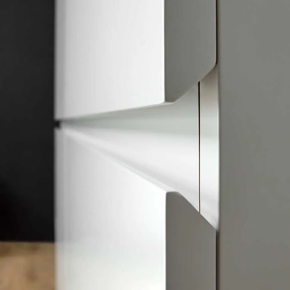 4-türiges Highboard in Weiß mit Schwarz - Atela